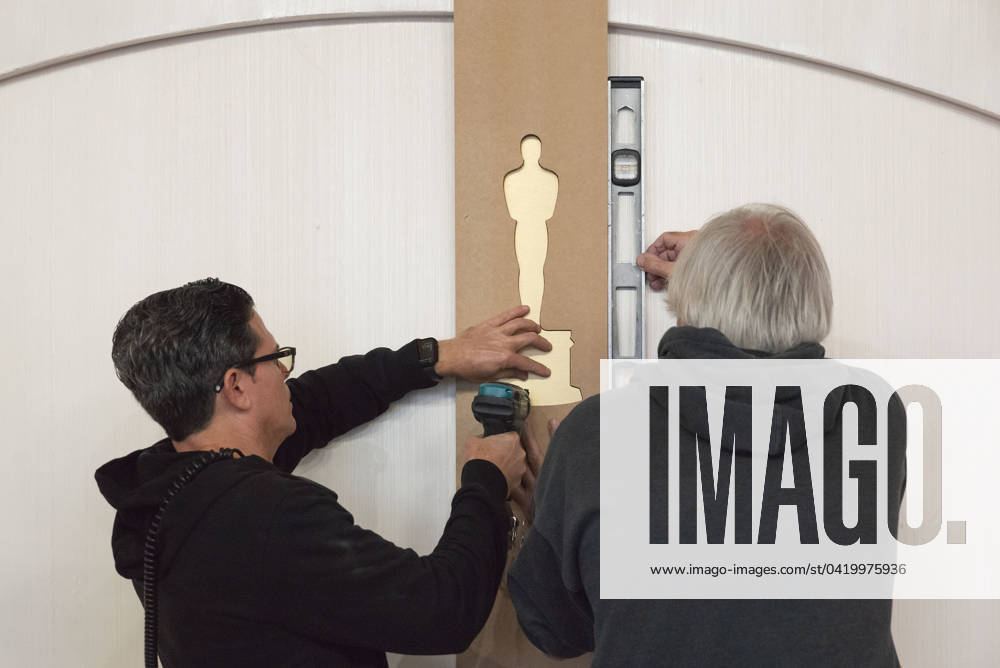 Oscar statuettes are placed in position in backgrounds for the upcoming 96th Oscars Awards, Thursday March 7, 2024 at the Dolby Theater in Hollywood, California. The 96th Oscars Awards will be held on March 10, 2024. JAVIER ROJAS PI Hollywood U.S - ZUMAp124 20240307_zaa_p124_003