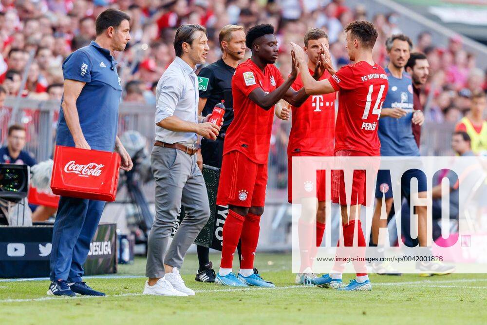 Munich, Germany, 31 08 2019, 1 Bundesliga 3 matchday, FC Bayern Munich 1 FSV Mainz 05, Change Bavaria, Alphonso Davies FCB for Ivan Perisic FCB Munich Allianz Arena Bavaria Germany eu images 01048 193943 eu-images-048 DFL REGULATIONS PROHIBIT ANY USE OF PHOTOGRAPHS AS IMAGE SEQUENCES AND OR QUASI-VIDEO.