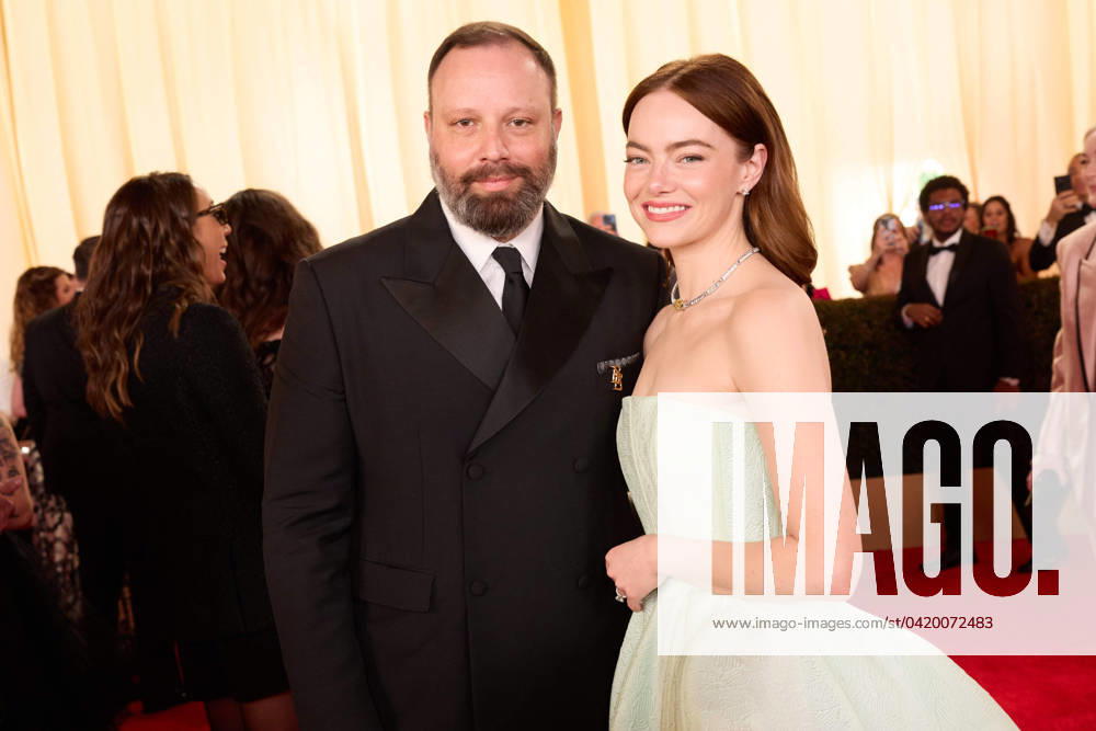 Oscar® nominees Yorgos Lanthimos and Emma Stone arrive on the red carpet of the 96th Oscars® at the Dolby® Theatre at Ovation Hollywood on Sunday