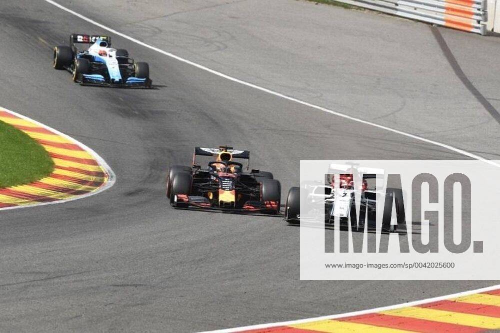 Red Bull s Dutch driver Max Verstappen and Alfa Romeo s Finnish driver Kimi Raikkonen pictured just before the stop of Verstrappen at the Spa-Francorchamps Formula One Grand Prix of Belgium race, in Spa-Francorchamps, Sunday 01 September 2019. NICOLASxLAMBERT x05653576x
