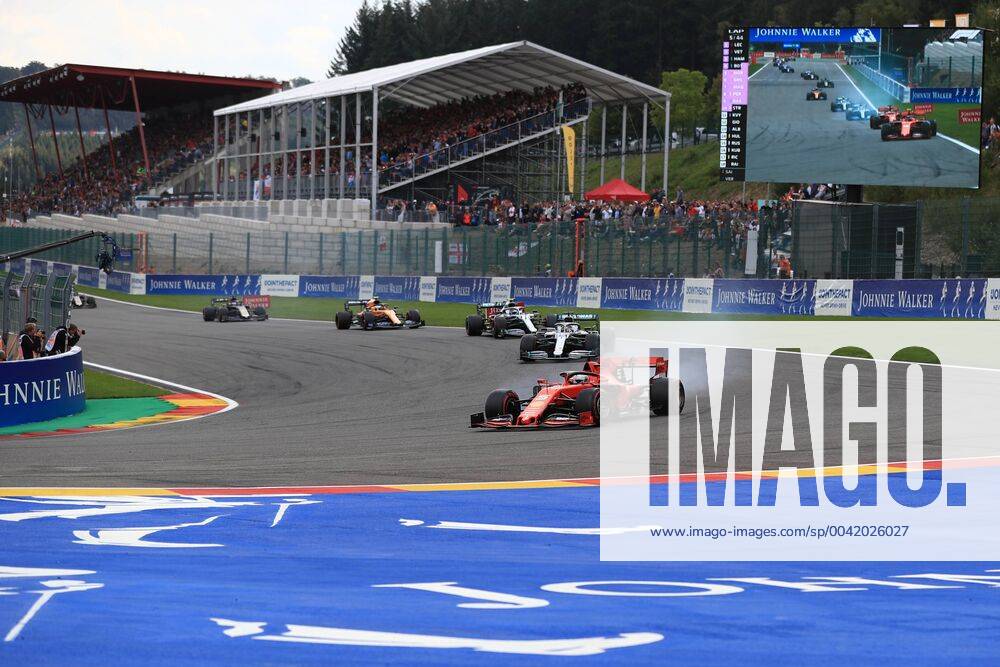 1st September 2019; Spa-Francorchamps racing circuit , Stavelot, Belgium; Formula 1 Grand Prix of Belgium, Race Day; Vettel ahead of the 2 Mercedes cars early in the race - Editorial Use Only. ActionPlus12164837 Octane