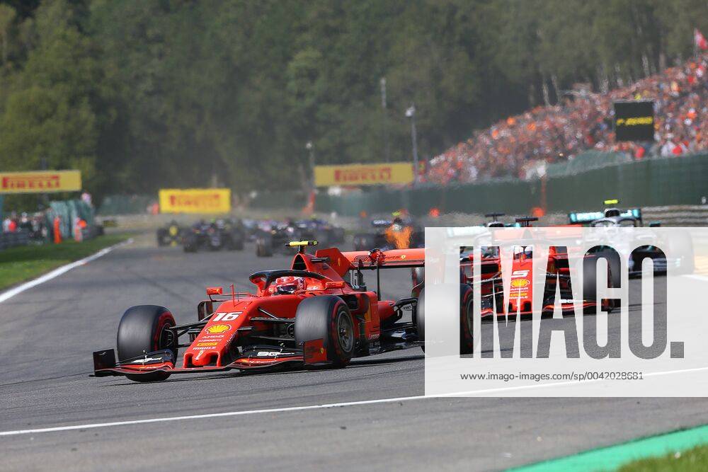 Photo4 LaPresse 01 09 2019 Spa Francorchamps, Belgio Grand Prix Formula One Belgio 2019 In the pic: start, Charles Leclerc (MON) Scuderia Ferrari SF90 and Sebastian Vettel (GER) Scuderia Ferrari SF90 lead