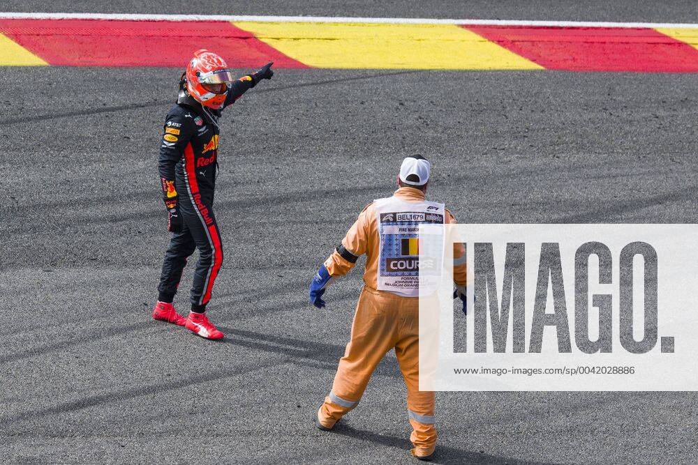 Red Bull s Dutch driver Max Verstappen pictured after a crash in the first lap of the Spa-Francorchamps Formula One Grand Prix of Belgium race, in Spa-Francorchamps, Sunday 01 September 2019. NICOLASxLAMBERT x05653725x