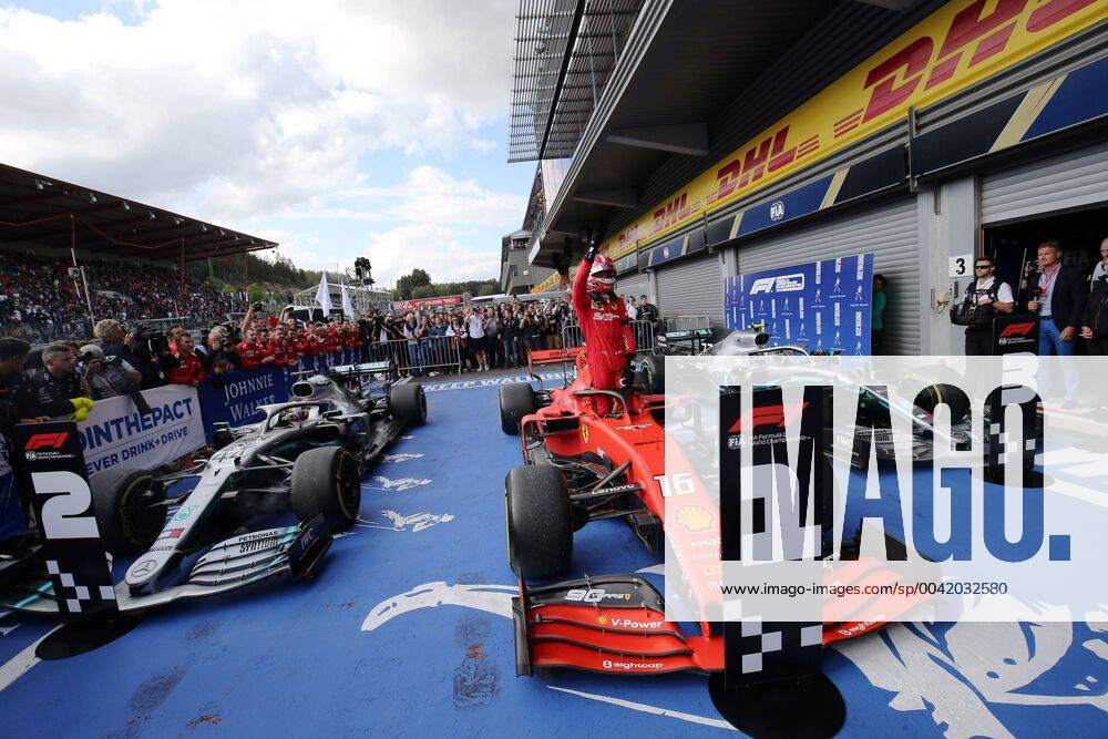 Photo4 LaPresse 01 09 2019 Spa Francorchamps, Belgio Grand Prix Formula One Belgio 2019 In the pic: parc ferme 1st position Charles Leclerc (MON) Scuderia Ferrari SF90 2nd position Lewis Hamilton (GBR) Mercedes AMG F1 W10 3rd position Valtteri Bottas (FIN) Mercedes AMG F1 W10