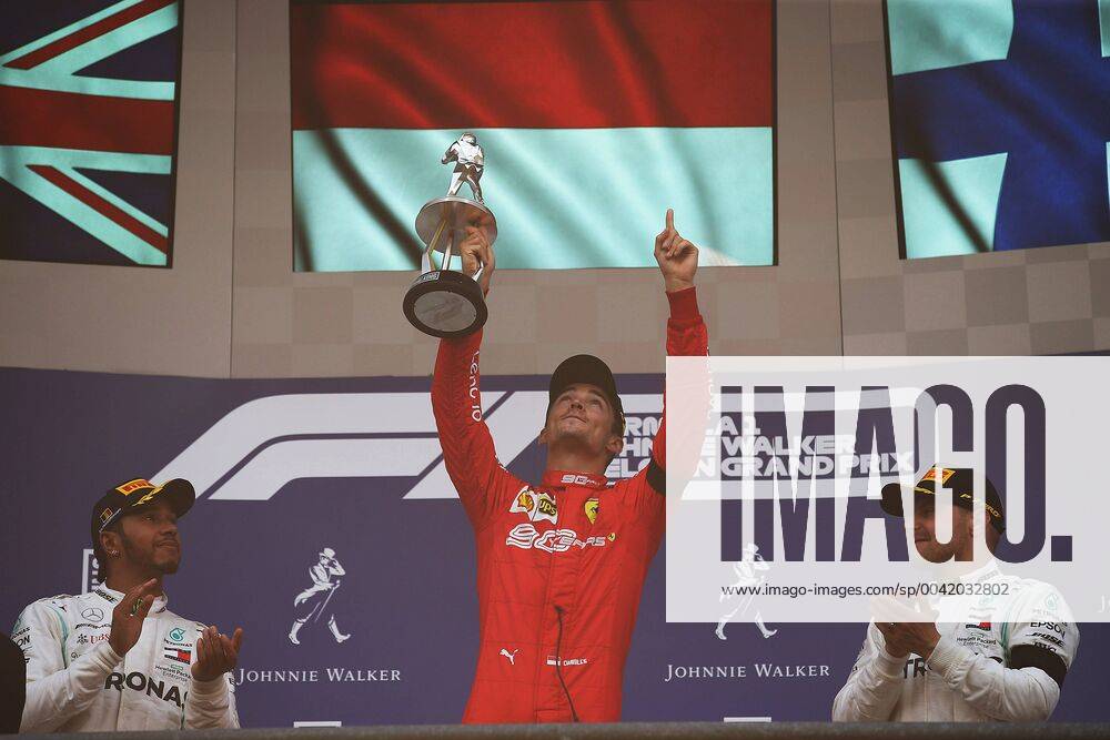 Photo4 LaPresse 01 09 2019 Spa Francorchamps, Belgio Grand Prix Formula One Belgio 2019 In the pic: podium: 1st position Charles Leclerc (MON) Scuderia Ferrari SF90 2nd position Lewis Hamilton (GBR) Mercedes AMG F1 W10 3rd position Valtteri Bottas (FIN) Mercedes AMG F1 W10