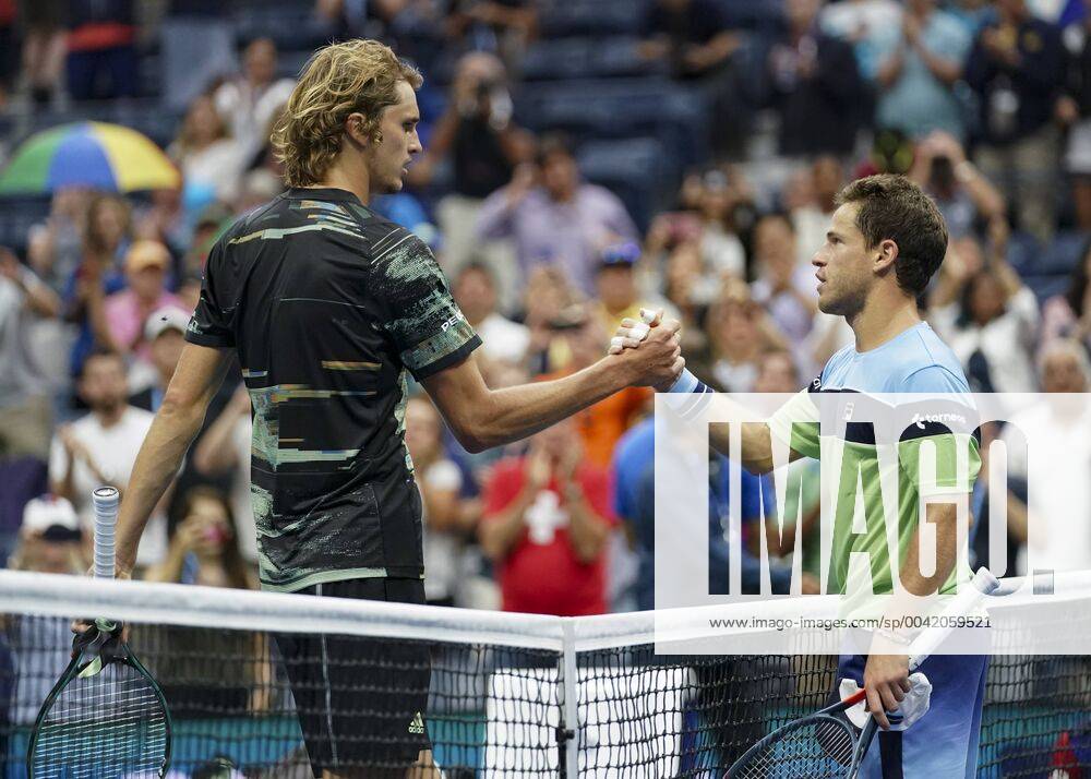 Alexander Zverev congratulates the winner Diego Schwartzman Tennis US Open 2019 Grand Slam Billie Jean King Tennis Center New York New York USA 2 September 2019