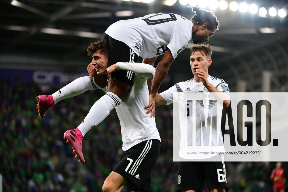 Football EM qualification Northern Ireland Germany on 09 09 2019 at Windsor Park in Belfast Goal celebration for 0 2 by Serge Gnabry Germany DFB regulations prohibit any use of photographs as image sequences and or quasi video