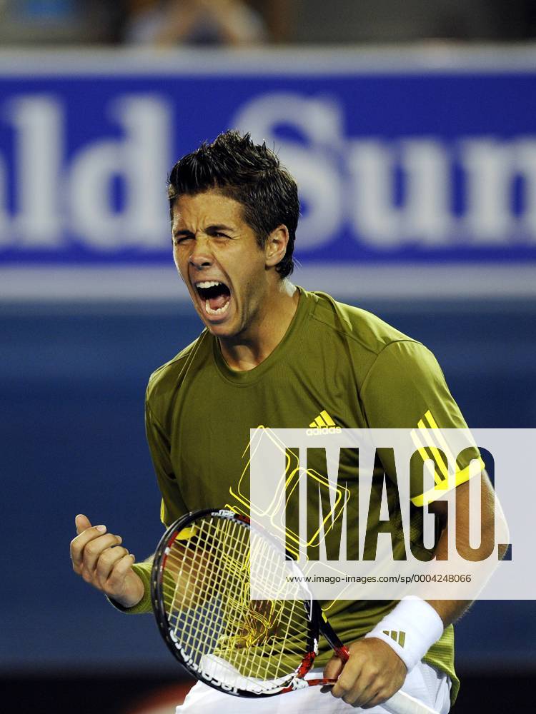 Fernando Verdasco (Spanien) jubelt Tennis Herren Australian Open 2009, Grand Slam, ATP Tour Einzelbild Melbourne Freude, Begeisterung,