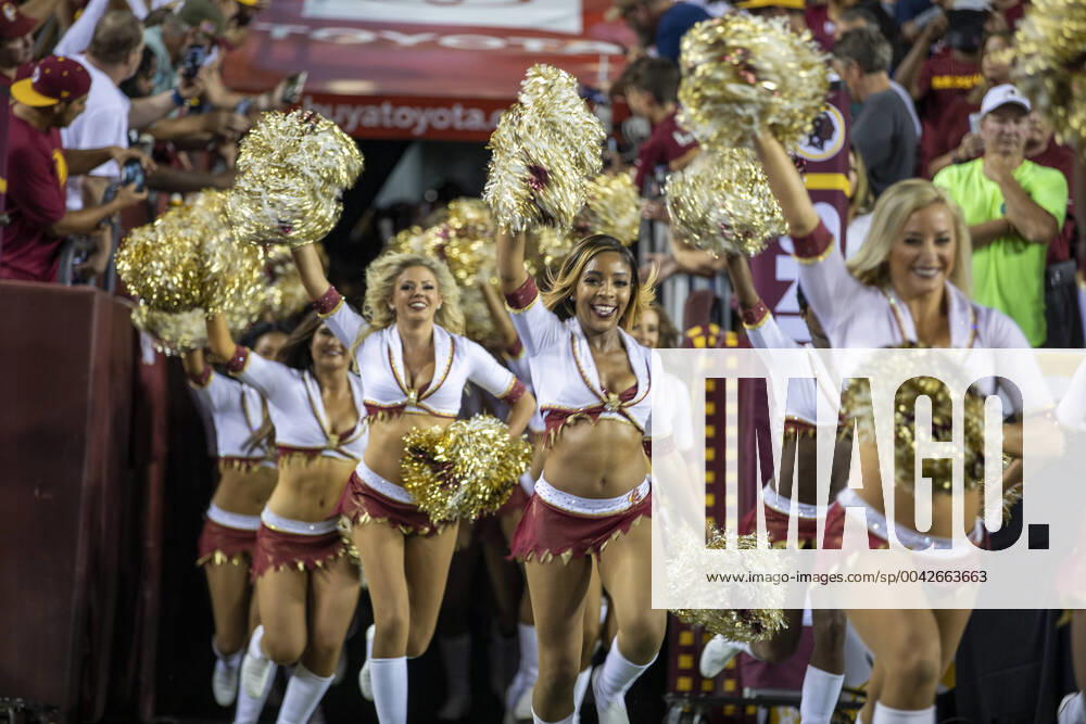 Washington Redskins Cheerleaders take the field before the start of the first quarter as the Chicago Bears take on the Washington Redskins at FedEx Field in Landover, Maryland on Monday, September 23, 2019. WAP2019092301 TASOSxKATOPODIS