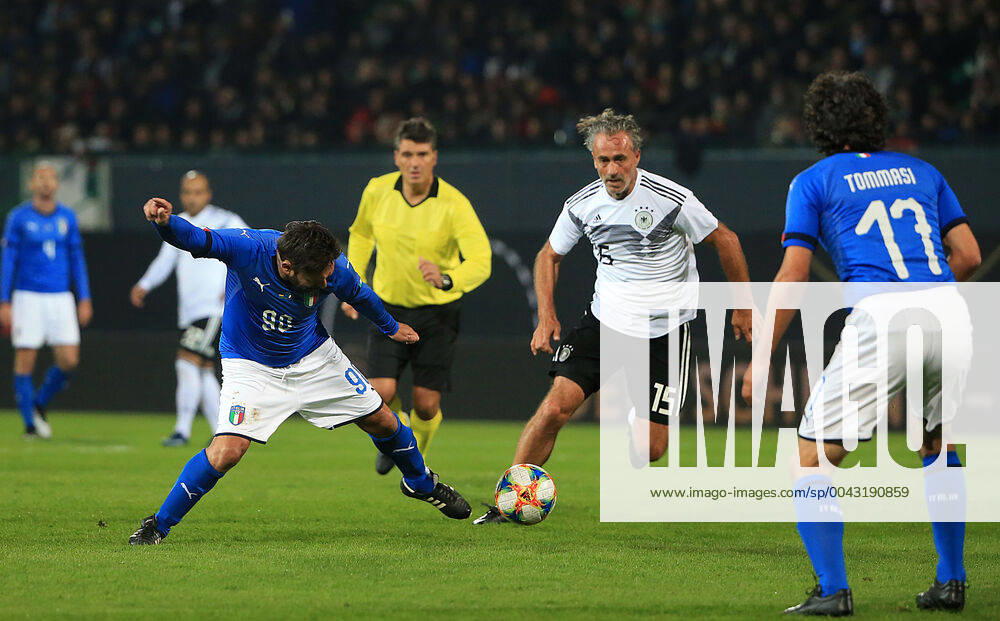DFB All Stars vs Azzuri Legends, Sportpark Ronhof Fuerth, football, sport, in picture Salvatore Schillaci Azzuri All Stars vs Maurizio Gaudino DFB All Stars and Damiano Tommasi Azzuri All Stars