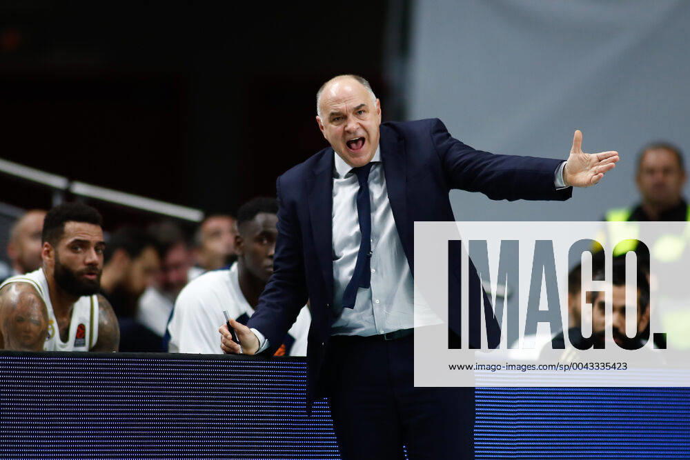 MADRID, SPAIN - OCTOBER 10: Pablo Laso of Spain and Real Madrid during the EuroLeague basketball match, Round 2 Regular Season Games, played between Real Madrid and Maccabi FOX at Wizink Center, on October 10, 2019 in Madrid, Spain. Basket: EuroLeague - Real Madrid v Maccabi FOX - ZUMAa181 20191010_zaa_a181_065