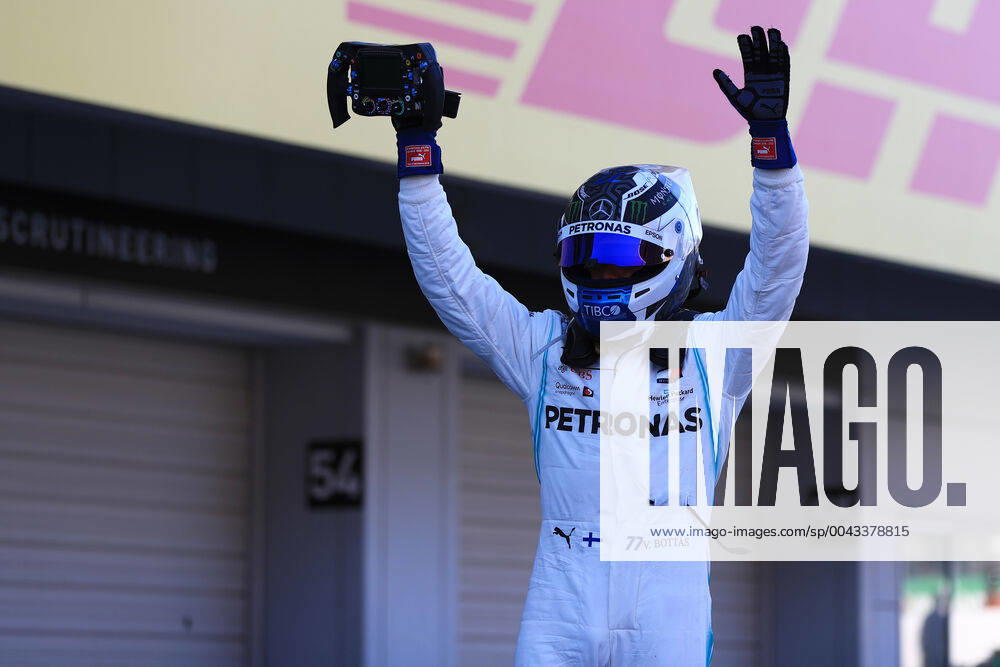 13th October 2019; Suzuka Circuit, Suzuka City, Japan; Formula One Japanese Grand Prix, Race Day; Mercedes AMG Petronas Motorsport, Valtteri Bottas wins in japan as he celebrates in parc ferme - Editorial Use ActionPlus12176843 LeannexBoon