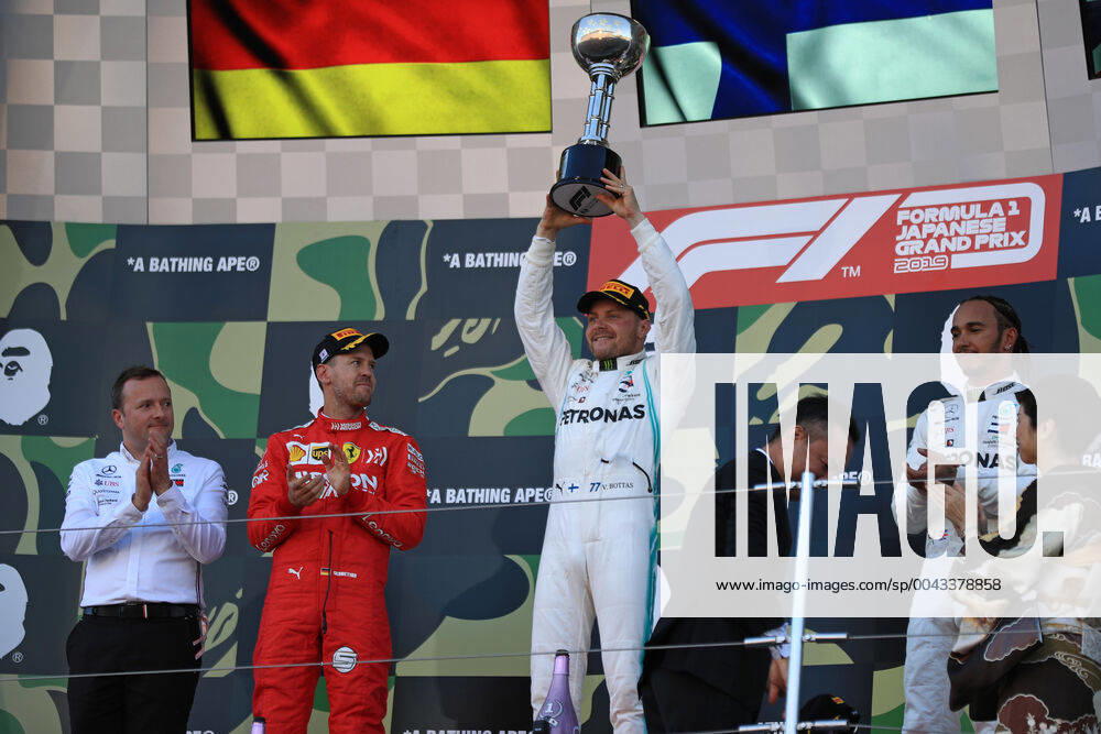 13th October 2019; Suzuka Circuit, Suzuka City, Japan; Formula One Japanese Grand Prix, Race Day; Mercedes AMG Petronas Motorsport, Valtteri Bottas wins in japan followed by Scuderia Ferrari, Sebastian Vettel and Lewis Hamilton - Editorial Use ActionPlus12176857 LeannexBoon