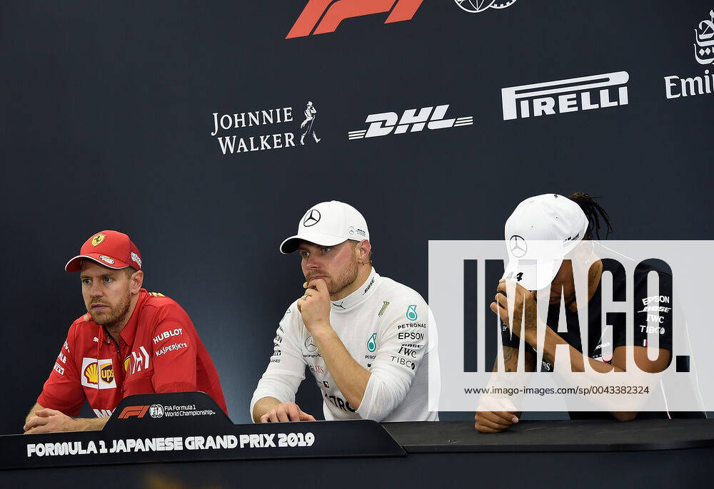 Suzuka, Japan, 13 09 2019, Formula 1, Formula 1, Japanese Grand Prix, press conference, winner Valtteri Bottas FIN 77 , Mercedes AMG Petronas Motorsport, 2 place for Sebastian Vettel GER 5 , Scuderia Ferrari Mission Winnow, 3 place for Lewis Hamilton GB 44 Suzuka Suzuka International Racing Course Japan eu images 09 506 041951 eu-images-506