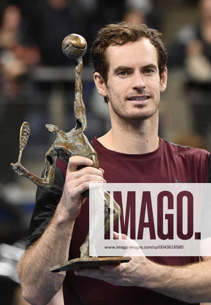 KW42 British Andy Murray celebrates with the trophy after winning a tennis game against Swiss Stanislas Wawrinka, in the final of the men s singles tournament at the European Open ATP, Tennis Herren Antwerp, Sunday 20 October 2019 in Antwerp. This year s edition of the tournament is taking place from 14 to 20 October. JOHNxTHYS x05690708x