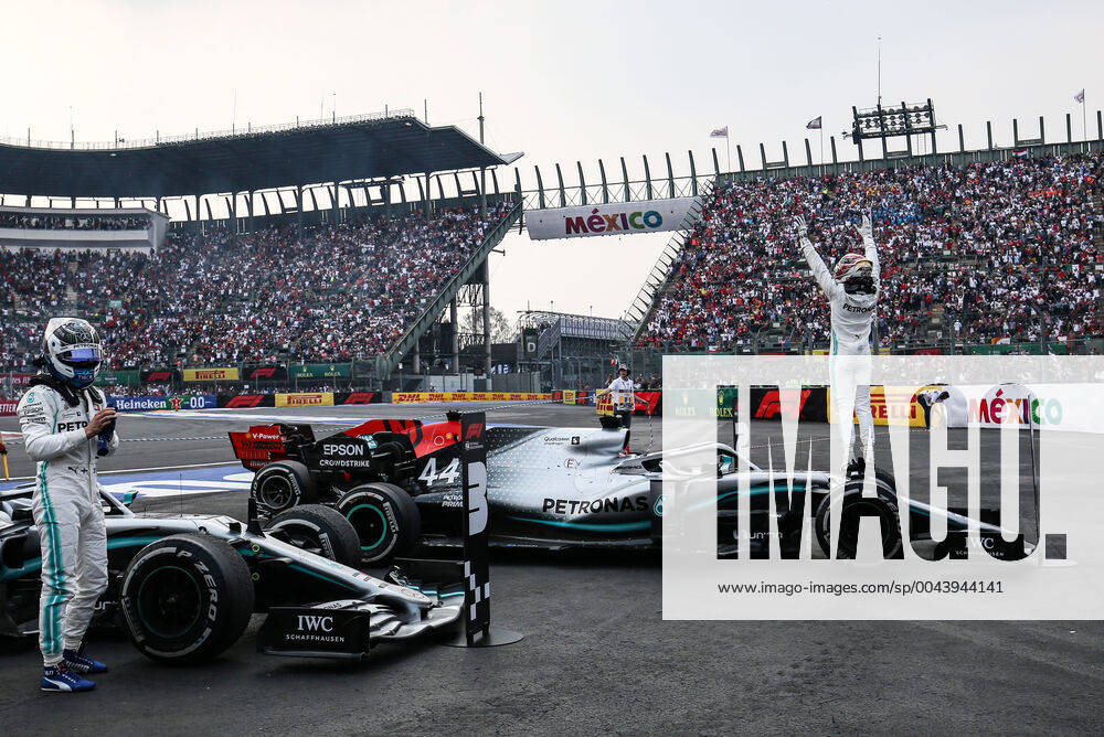 Photo4 LaPresse 27 10 2019 Mexico City, Mexico Grand Prix Formula One Mexico 2019 In the pic: Lewis Hamilton (GBR) Mercedes AMG F1 W10 race winner amd 3rd place Valtteri Bottas (FIN) Mercedes AMG F1 W010