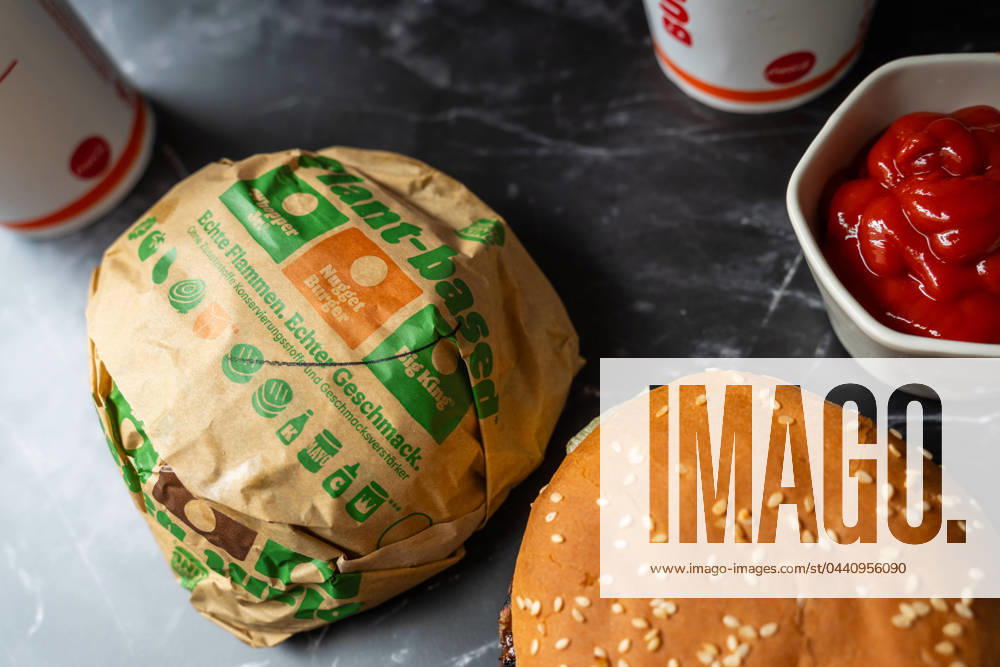 Plant-based hamburger from the fast food chain Burger King. Meat substitute for a vegan diet