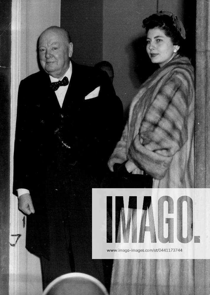 Doorstep Goodbye -- Sir Winston Churchill goes to the Door of No. 10 Downing Street this afternoon to say goodbye to his Guests, the Shah of Persia and Queen Soraya, who had been his guests to lunch. February 21, 1955. (Photo by Paul Popper, Paul Popper Ltd.).