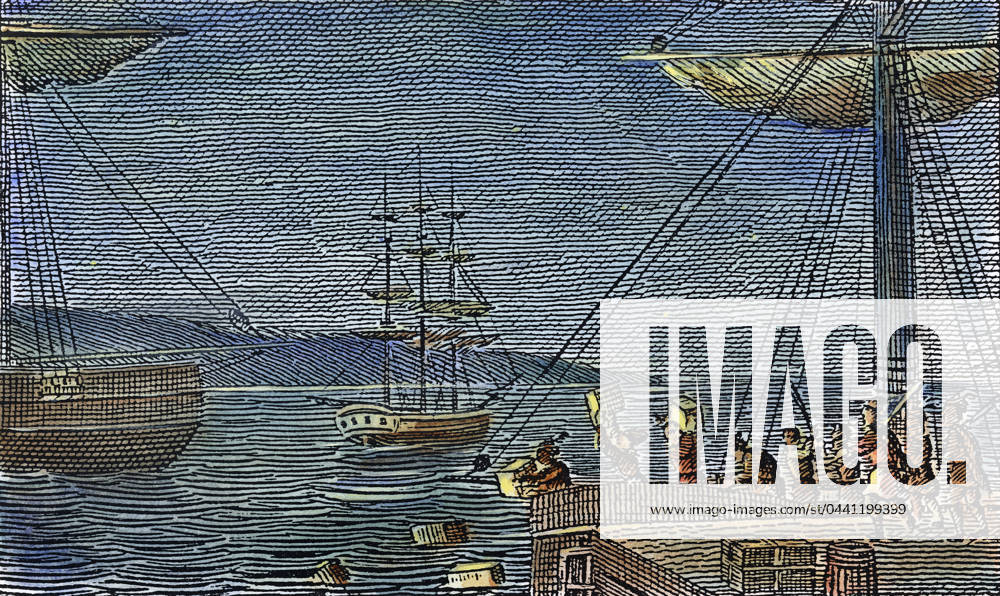 THE BOSTON TEA PARTY, 1773. 16 December 1773. American engraving, 1829.