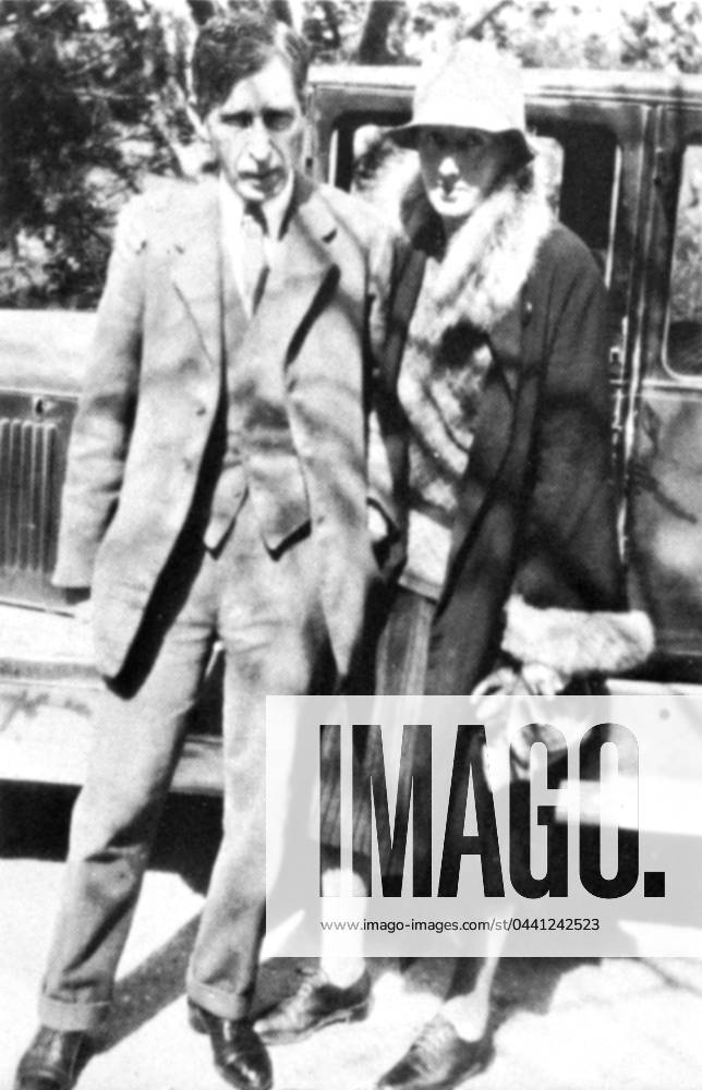 VIRGINIA WOOLF (1882-1941). English writer, with her husband Leonard Woolf in Cassis on the French Riviera in 1928.