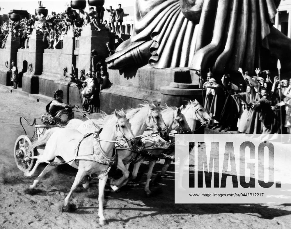 BEN HUR, 1959. Charlton Heston in the climactic chariot racing scene of the 1956 film.