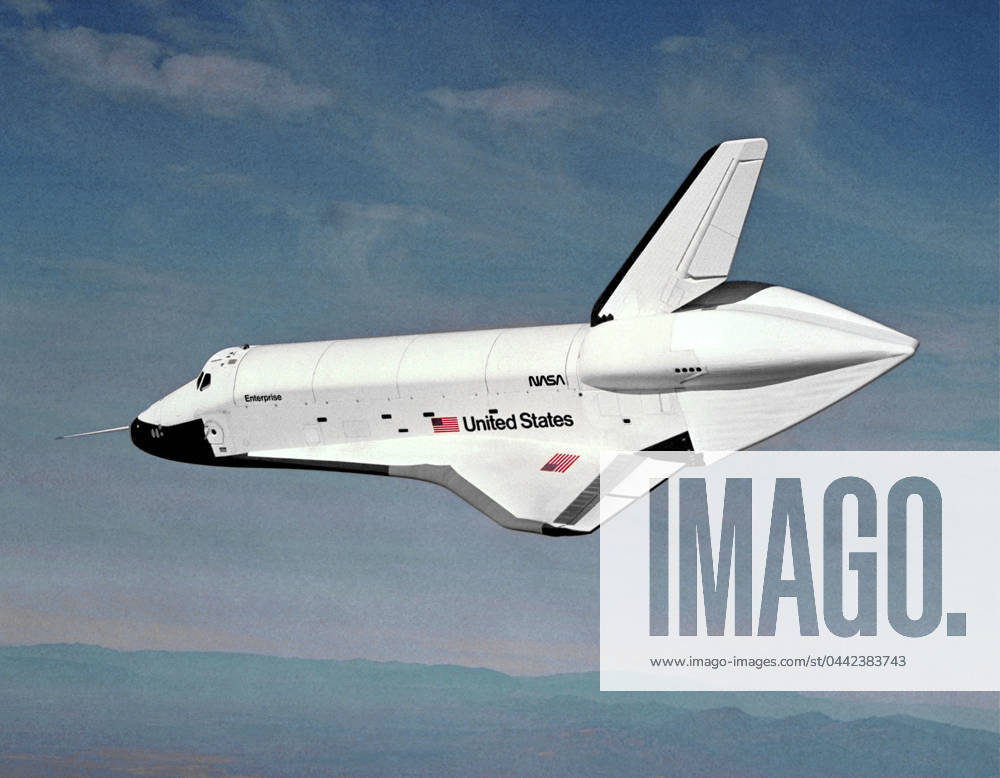 SPACE SHUTTLE ENTERPRISE. The Space Shuttle Enterprise flying free during Approach and Landing Tests over California. Photograph, 1977.