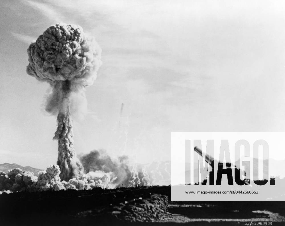 NUCLEAR ARTILLERY, 1953. Detonation during the demonstration of nuclear artillery, Frenchman Flat, Nevada. Photograph