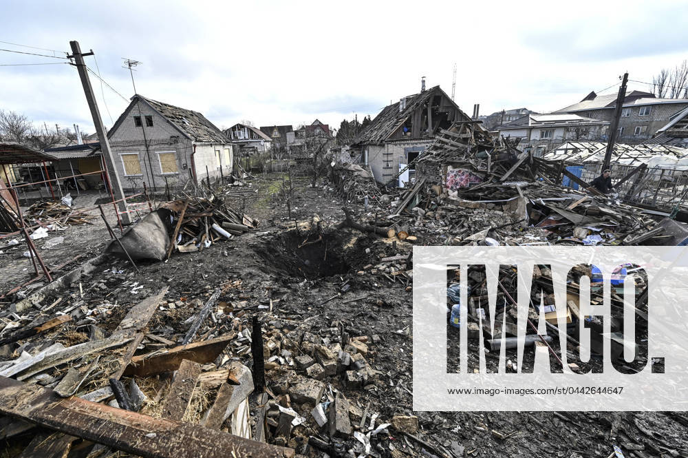 ZAPORIZHZHIA, UKRAINE - MARCH 28, 2024 - The aftermath of a nighttime attack by Russian Shahed drones on Zaporizhzhia, southeastern Ukraine. Russian invaders attack Zaporizhzhia with Shahed drones