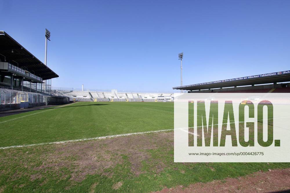 Vernachlässigter Rasen im Stadion an der Grünwalder Straße - allerdings erst hinter der Grundlinie Fußball Herren 3. Liga 2008 2009, Regionalliga Süd, Stadionstory, Reportage, Totale Stadion an der Grünwalder Straße München