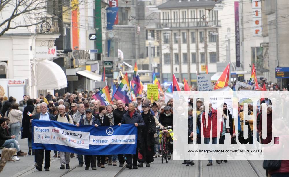 Kassel, Kassel Easter March 2024 On the banners demands for negotiating instead of shooting Disarming instead of arming Peace capability instead of war capability Among the participants, the banners pro Palestine and anti-Israel dominated KH