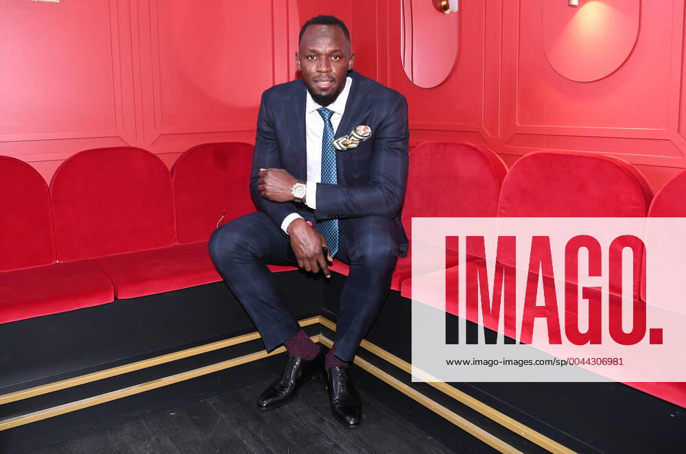 RACING MELBOURNE CUP COLOUR, Usain Bolt in seen in the Mumm marquee in the Birdcage on Melbourne Cup Day at Flemington Racecourse in Melbourne, Tuesday, November 5, 2019. ( NO ARCHIVING, , NO USE IN BOOKS WITHOUT CONSENT MELBOURNE VIC AUSTRALIA
