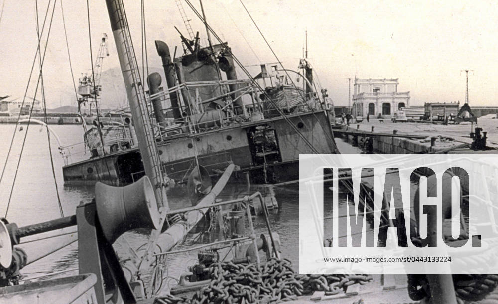 The bridge of a partially sunk ship in the Spanish port of Alicante (b w photo) 1249988 The bridge of a partially sunk ship in the Spanish port of Alicante (b w photo) by Unknown photographer, (20th century); (add.info.: Unidentified Author Spain); Fratelli Alinari Museum Collections, Florence, Italy.