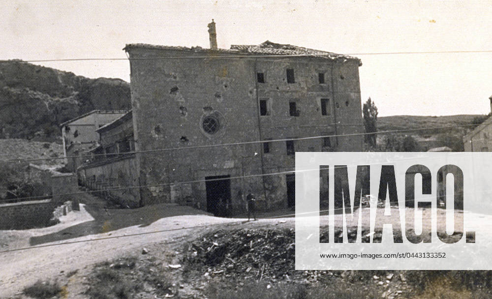 A building in the city of Teruel which bears the signs of the bombings which took place during the Spanish civil war, 07 1938 (b w photo) 1250034 A building in the city of Teruel which bears the signs of the bombings which took place during the Spanish civil war, 07 1938 (b w photo) by Unknown photographer, (20th century); (add.info.: Unidentified Author Spain); Fratelli Alinari Museum Collections, Florence, Italy.