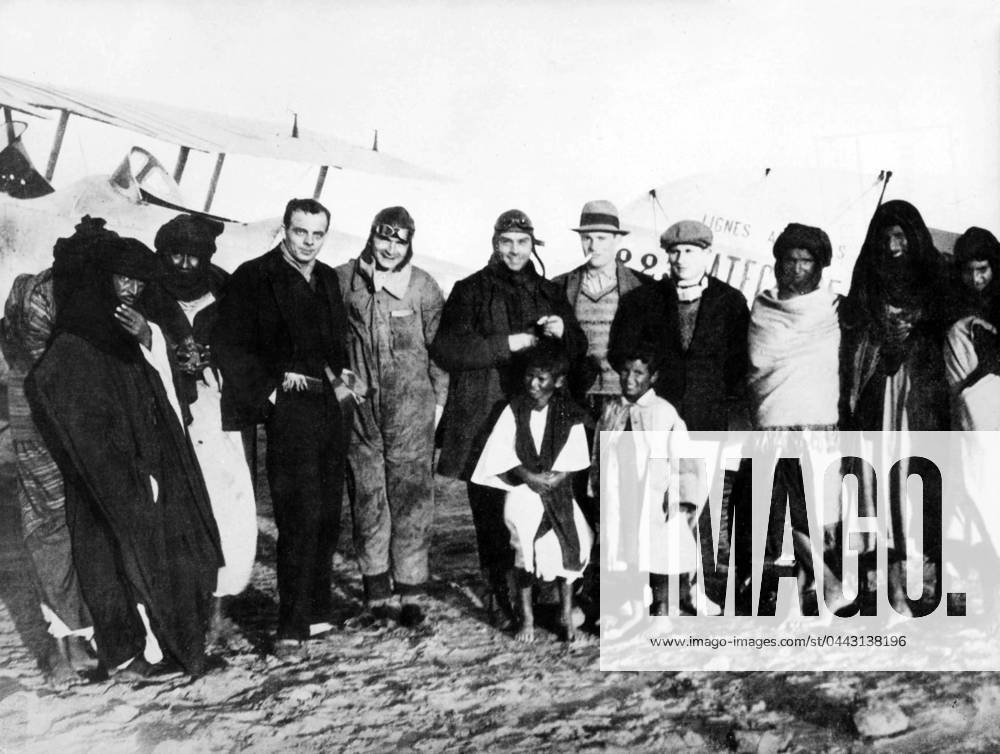 Then he has written his novel courrier sud , Antoine de Saint Exupery has appointed chief of stopover in the Juby Cap (in the south Morocco) and poses in front of a Breguet XIV with M. Dumesnil , H. Guillaumet , Leon Antoine and M. Reine and around them some nomadic Tuareg, in 1928 1705096 Then he has written his novel courrier sud , Antoine de Saint Exupery has appointed chief of stopover in the Juby Cap (in the south Morocco) and poses in front of a Breguet XIV with M. Dumesnil , H. Guillaumet , Leon Antoine and M. Reine and around them some nomadic Tuareg, in 1928; (add.info.: Then he has written his novel courrier sud , Antoine de Saint Exupery has appointed chief of stopover in the Juby Cap (in the south Morocco) and poses in front