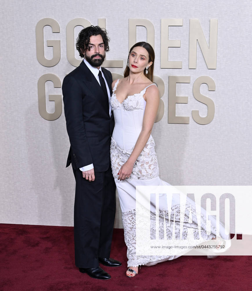 Golden Globe Awards 2024, Arrivals - Los Angeles, USA LOS ANGELES, USA. January 07, 2024: Elizabeth Olsen & Robbie Arnett arriving at the 81st Golden Globe Awards at the Beverly Hilton Hotel. Picture: Paul Smith-Featureflash Los Angeles CA USA
