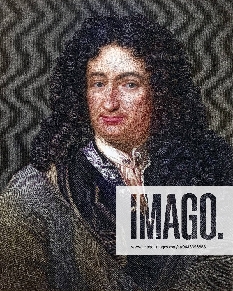 Gottfried Wilhelm Leibniz (geb.1. Juli 1646 in Leipzig, gest. 14. November 1716 in Hannover ) war ein deutscher Philosoph, Mathematiker, Jurist, Historiker und politischer Berater der frühen Aufklärung, Historisch, digital restaurierte Reproduktion von einer Vorlage aus dem 19. Jahrhundert, Record date not stated