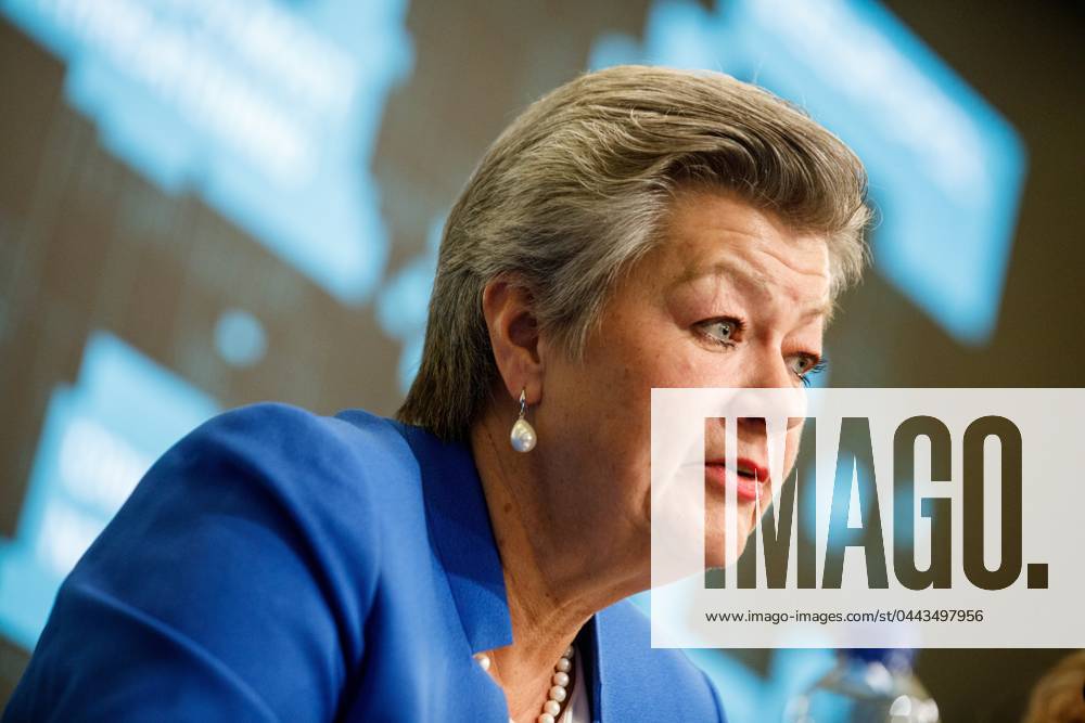 EU Commissioner for Home Affairs Ylva Johansson pictured during an hybrid press conference of Europol to present a report on the most threatening criminal networks in the European Union, in Brussels, Thursday 04 April 2024. HATIMxKAGHAT 90366018
