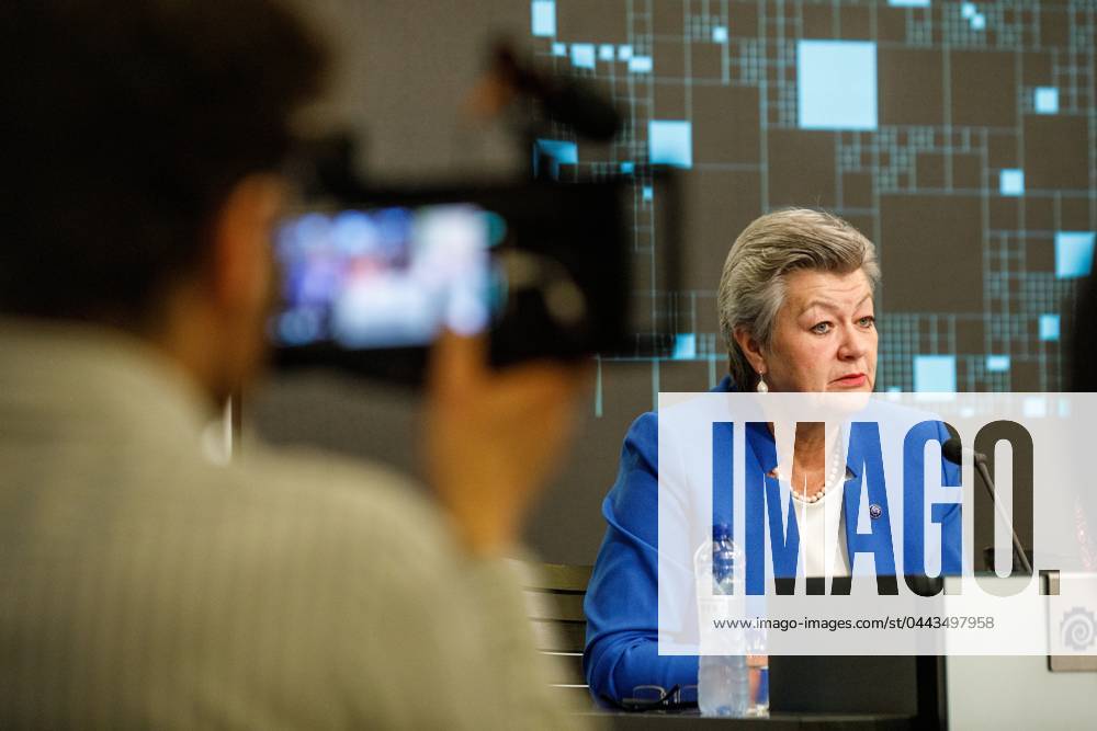 EU Commissioner for Home Affairs Ylva Johansson pictured during an hybrid press conference of Europol to present a report on the most threatening criminal networks in the European Union, in Brussels, Thursday 04 April 2024. HATIMxKAGHAT 90366021