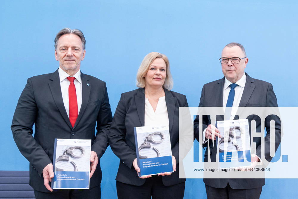 Federal Press Conference in Berlin Presentation of police crime statistics 2023 Nancy Faeser, Federal Minister of the Interior and for Home