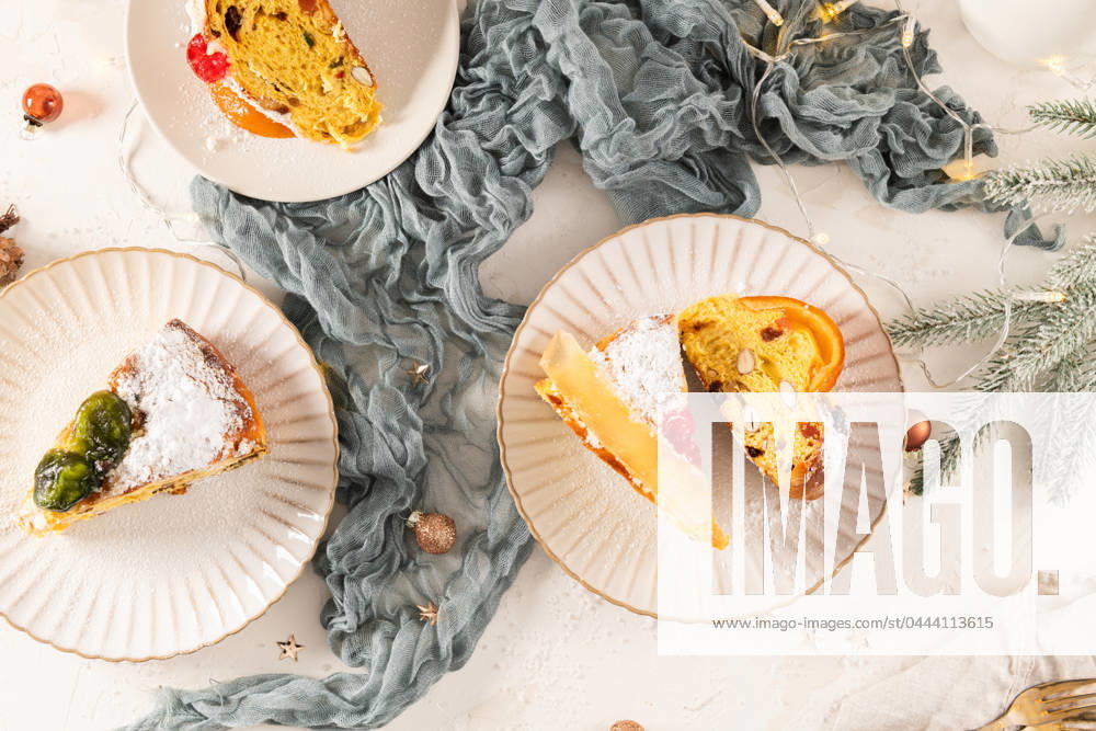 Bolo do Rei or King s Cake Bolo do Rei or King s Cake, Made for Christmas, Carnavale or Mardi Gras with Christmas season elements in Background.