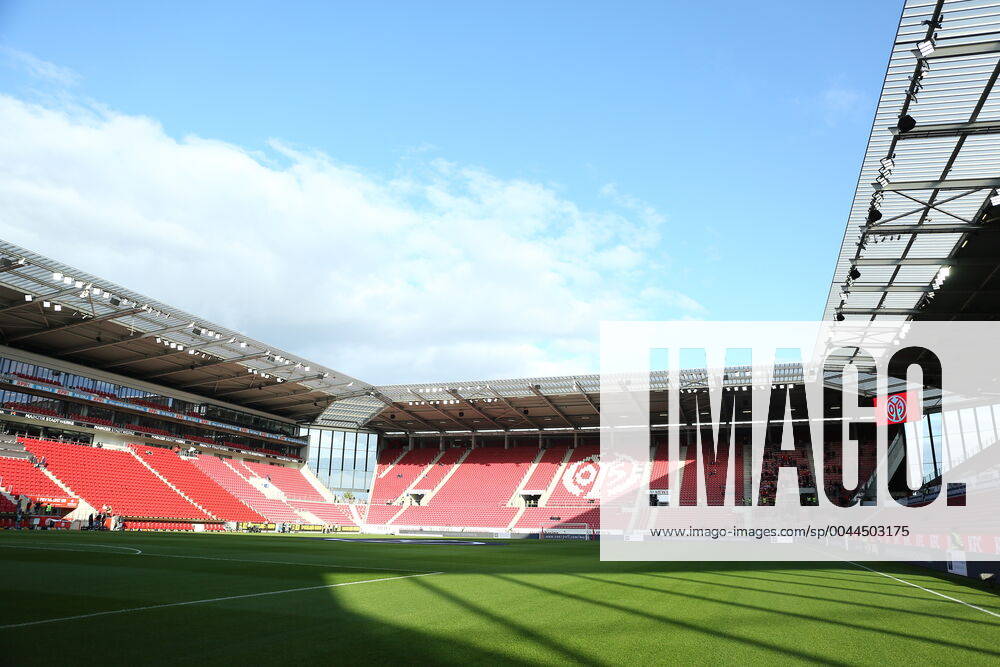 GER, Mainz, OPEL Arena, football, 1 Bundesliga, season 2019 2020 1 FSV Mainz 05 vs. 1 FC Union Berlin OPEL Arena, playing field, tribuene, symbol DFL regulations prohibit any use of photographs as image sequences and or quasi video