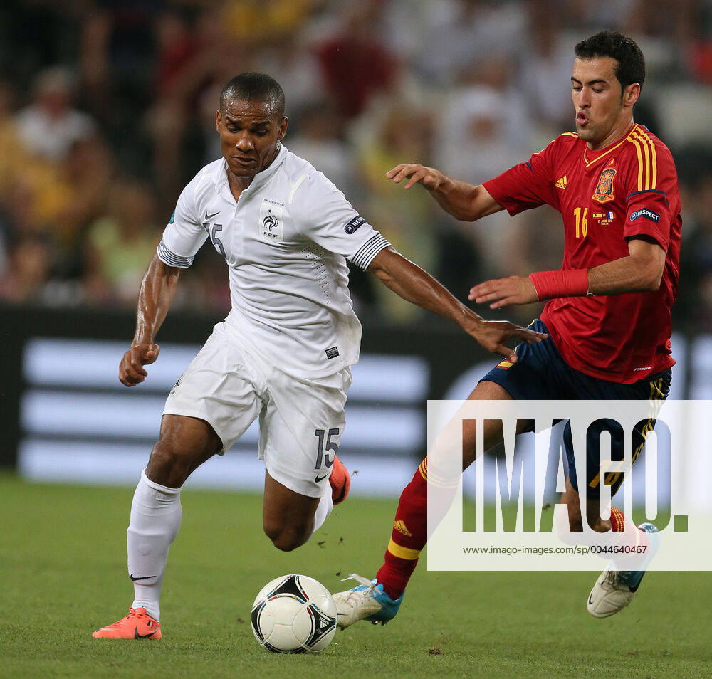 Florent Malouda & Sergio Busquets Spain V France Euro 2012 Euro 2012 Spain V France Donbass Arena, Donetsk, Ukraine 23 June 2012
