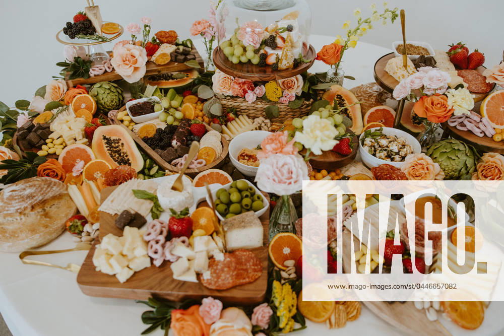 Large Colorful Charcuterie Spread with Fruits, Vegetables and Snacks Springfield, Nebraska, United States R_LTRZ240416-1405370-01