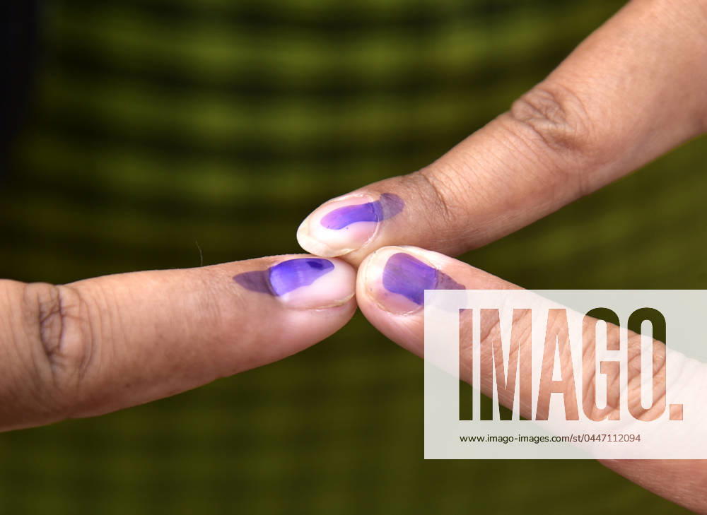 Voter shows their ink marked finger after casting their vote in the 1st phase of India General Election 2024 in a polling station in Re Bhoi district of Meghlaya India on Friday 19th April 2024 Guwahati India - ZUMAd163 20240419_zip_d163_012