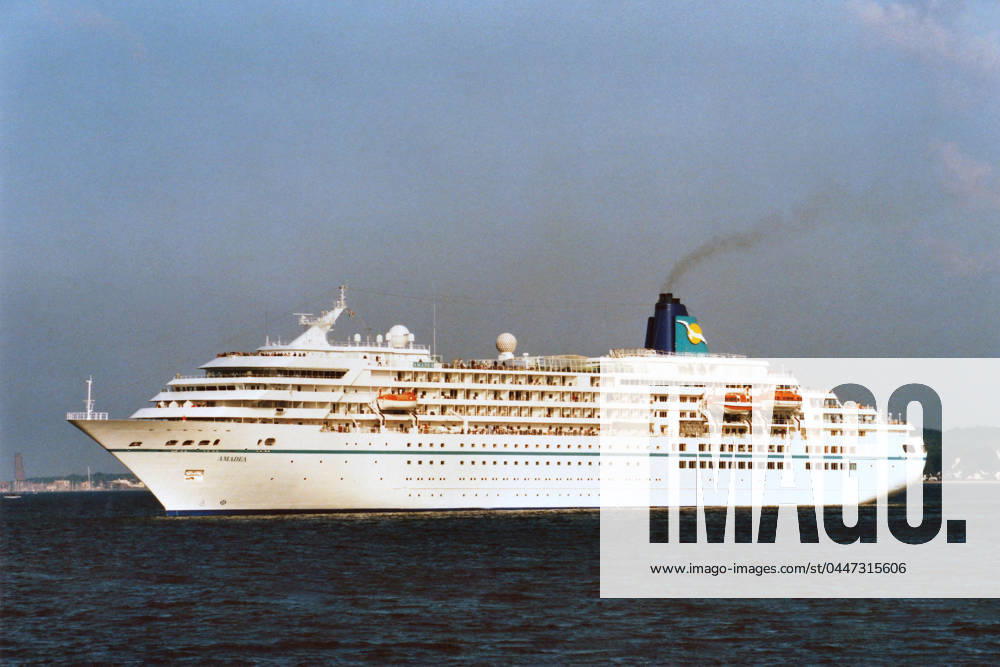 Cruise archive worldwide old cruise ships in the North Baltic Sea Canal or in the Kieler Foerde in the federal state Schleswig Holstein in Germany e g MS Amadea in October 2008 cruise ship