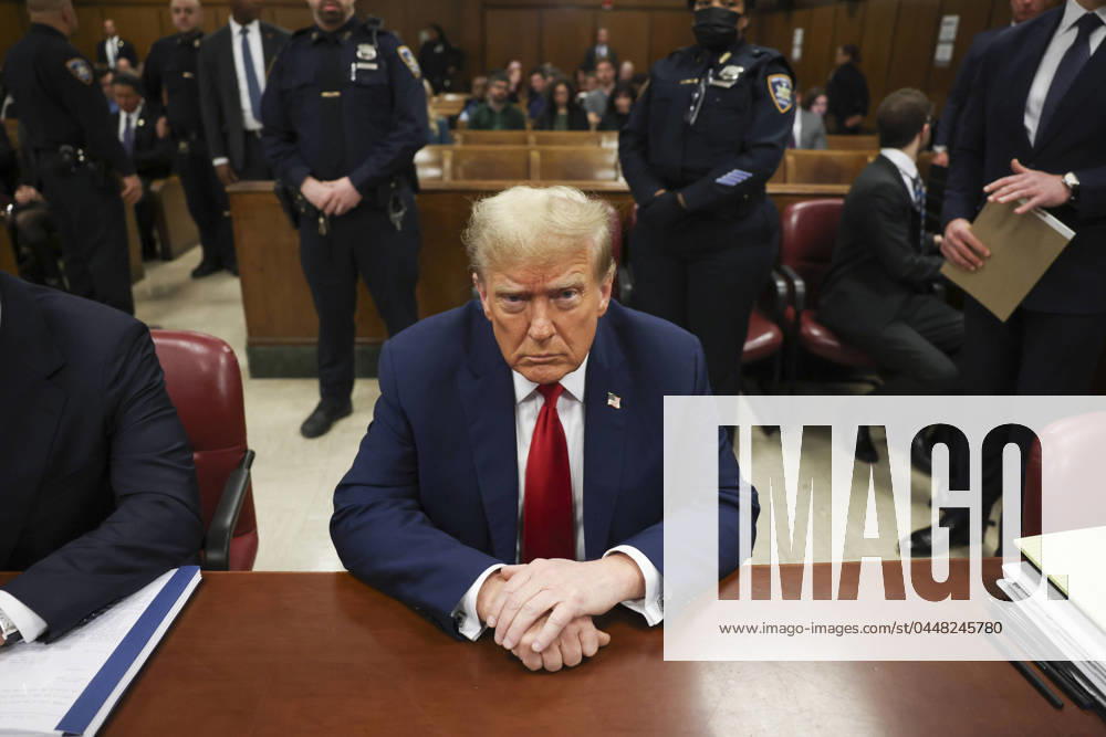 Former President Donald Trump waits for the start of proceedings at Manhattan Criminal Court in New York on Tuesday, April 23, 2024. Trump is facing charges he allegedly falsified business records to cover up a sex scandal during the 2016 campaign. Pool photo by Yuki Iwamura NYP20240423707 YukixIwamura