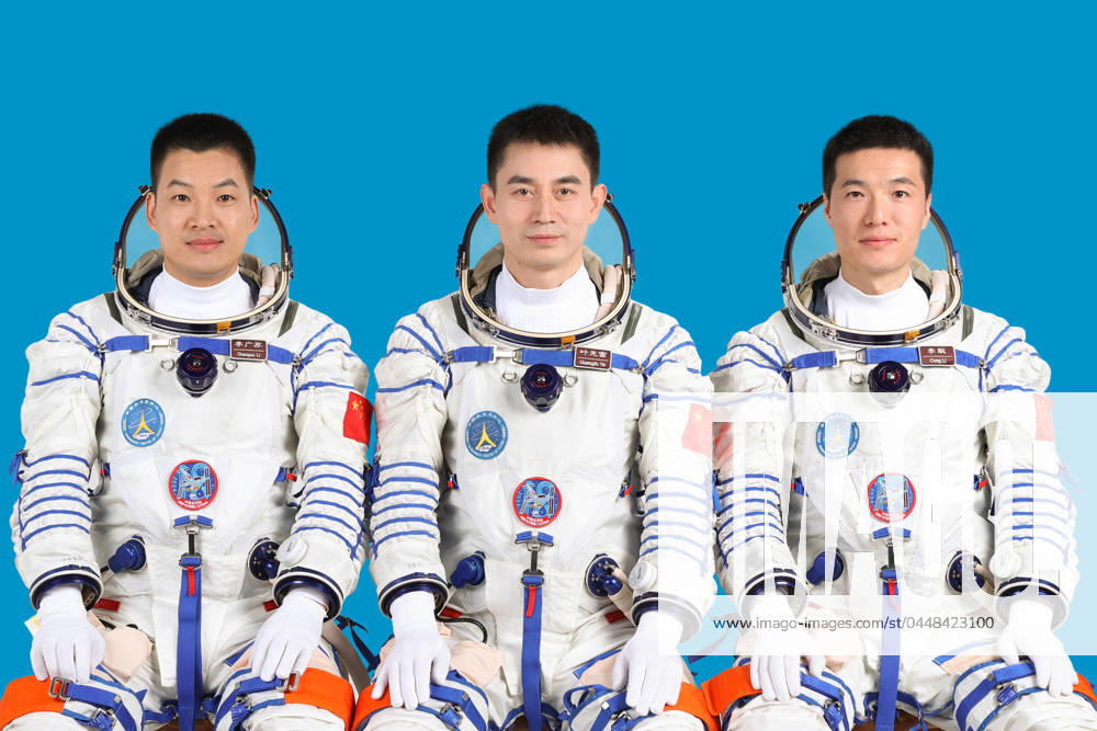 (240424) -- JIUQUAN, April 24, 2024 -- This undated photo shows Chinese astronauts Ye Guangfu (C), Li Cong (R) and Li Guangsu who will carry out the Shenzhou-18 spaceflight mission. Chinese astronauts Ye Guangfu, Li Cong and Li Guangsu will carry out the Shenzhou-18 crewed spaceflight mission, and Ye will be the commander, the China Manned Space Agency announced at a press conference on Wednesday. (EyesonSci) CHINA-SHENZHOU-18-CREW (CN) LiuxFang