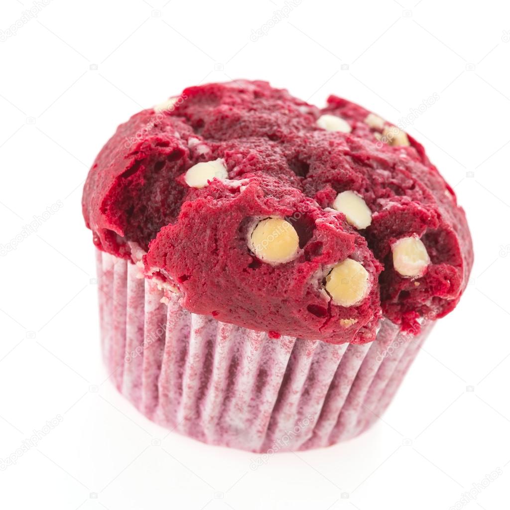 Red velvet cup cakes isolated on white background