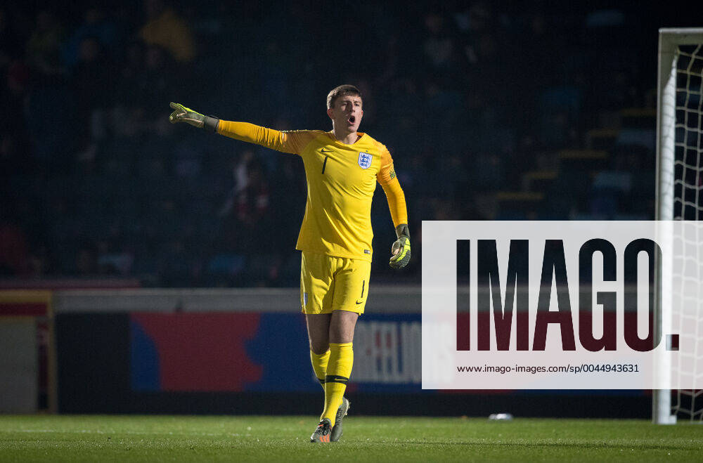 Goalkeeper Billy Crellin (Fleetwood Town) of England U20 during the international match, Länderspiel, Nationalmannschaft between England U20 and Iceland U21, U 21 at Adams Park, High Wycombe, England on 19 November 2019.