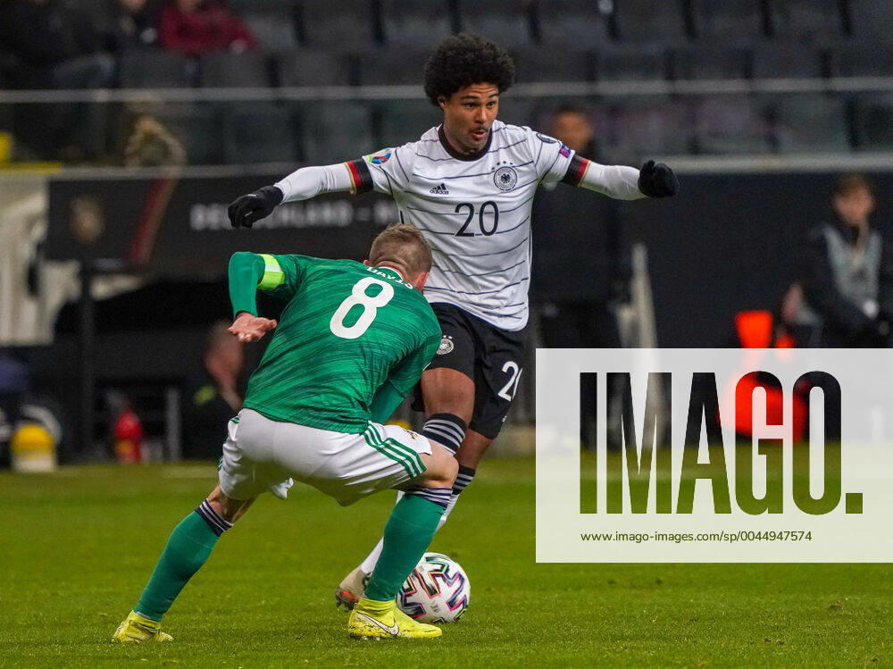 Serge Gnabry Germany Germany vs Steven Davis Northern Ireland, Northern Ireland 19 11 2019 Germany vs Northern Ireland, Commerzbank Arena Frankfurt, EM Qualification DISCLAIMER DFB regulations prohibit any use of photographs as image sequences and or quasi video